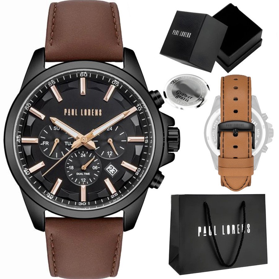 Zegarek męski Paul Lorens MAKALU 2 paski GRAWER