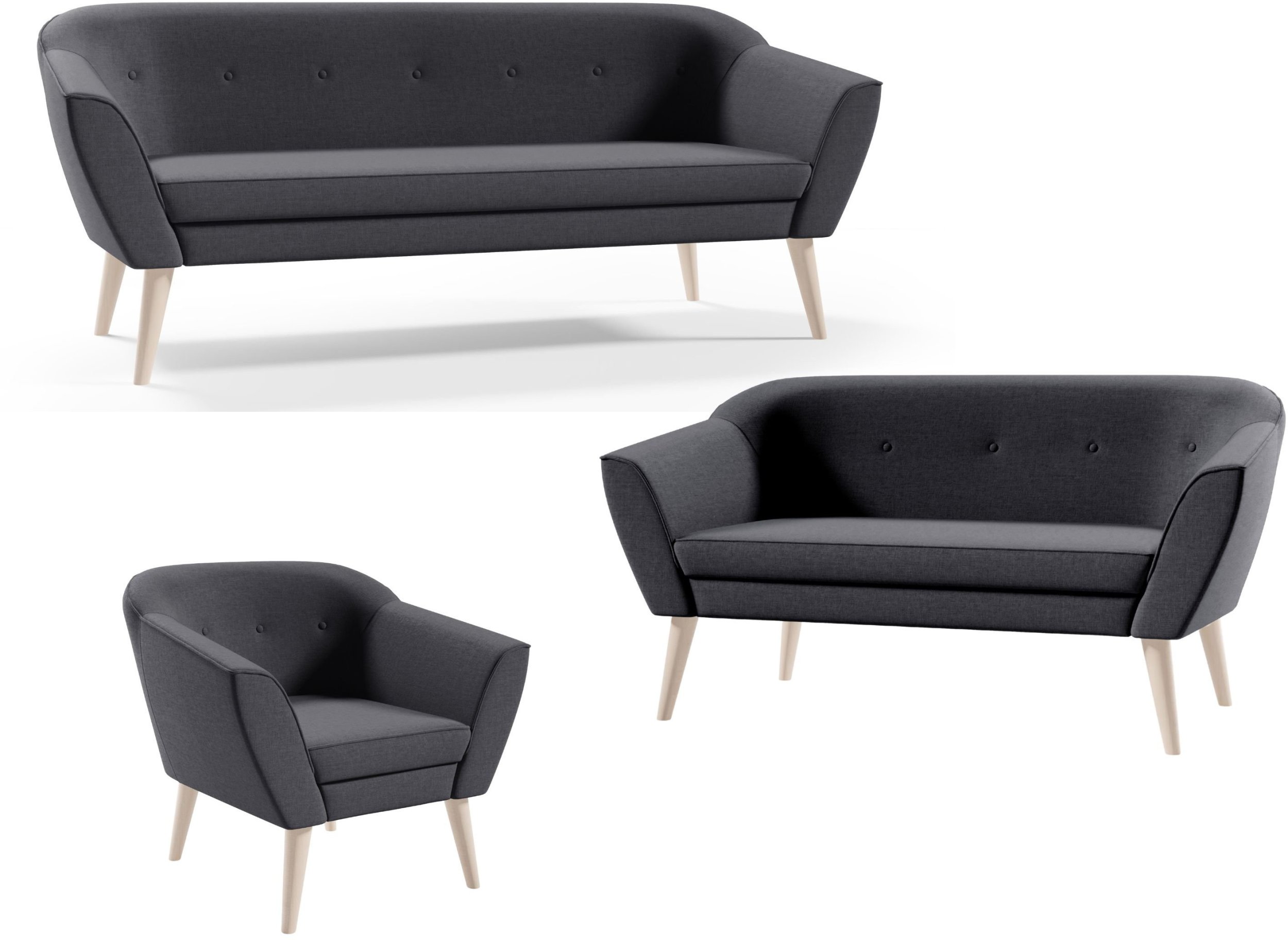 Zestaw Skandynawski , komplet wypoczynkowy DIANA 3+2+1 sawana 14