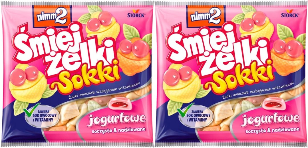 nimm2 Śmiejżelki Sokki jogurtowe Żelki owocowe wzbogacone witaminami 90 g x 2 sztuk