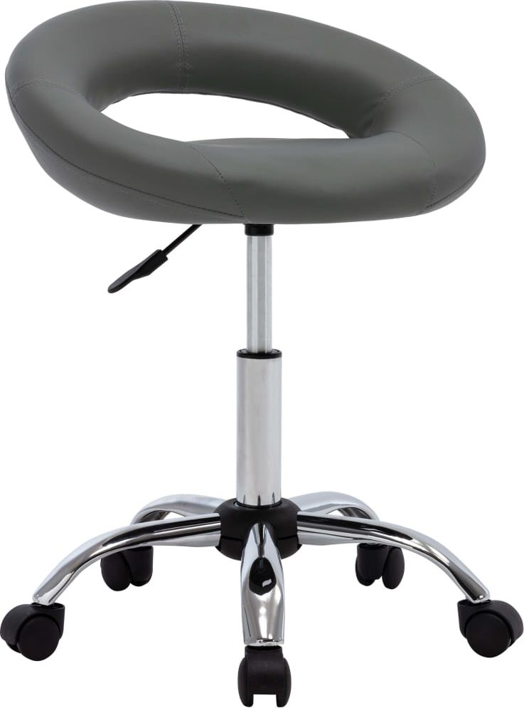 vidaXL Obrotowe krzesło stołowe, szare, obite sztuczną skórą