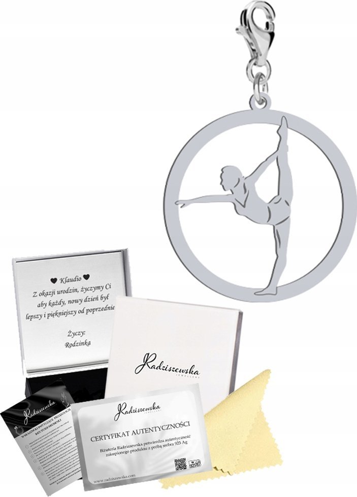 Radziszewska Jewellery Charms Srebrny Gimnastyka Gimnastyczka 925 Prezent DEDYKACJA GRATIS