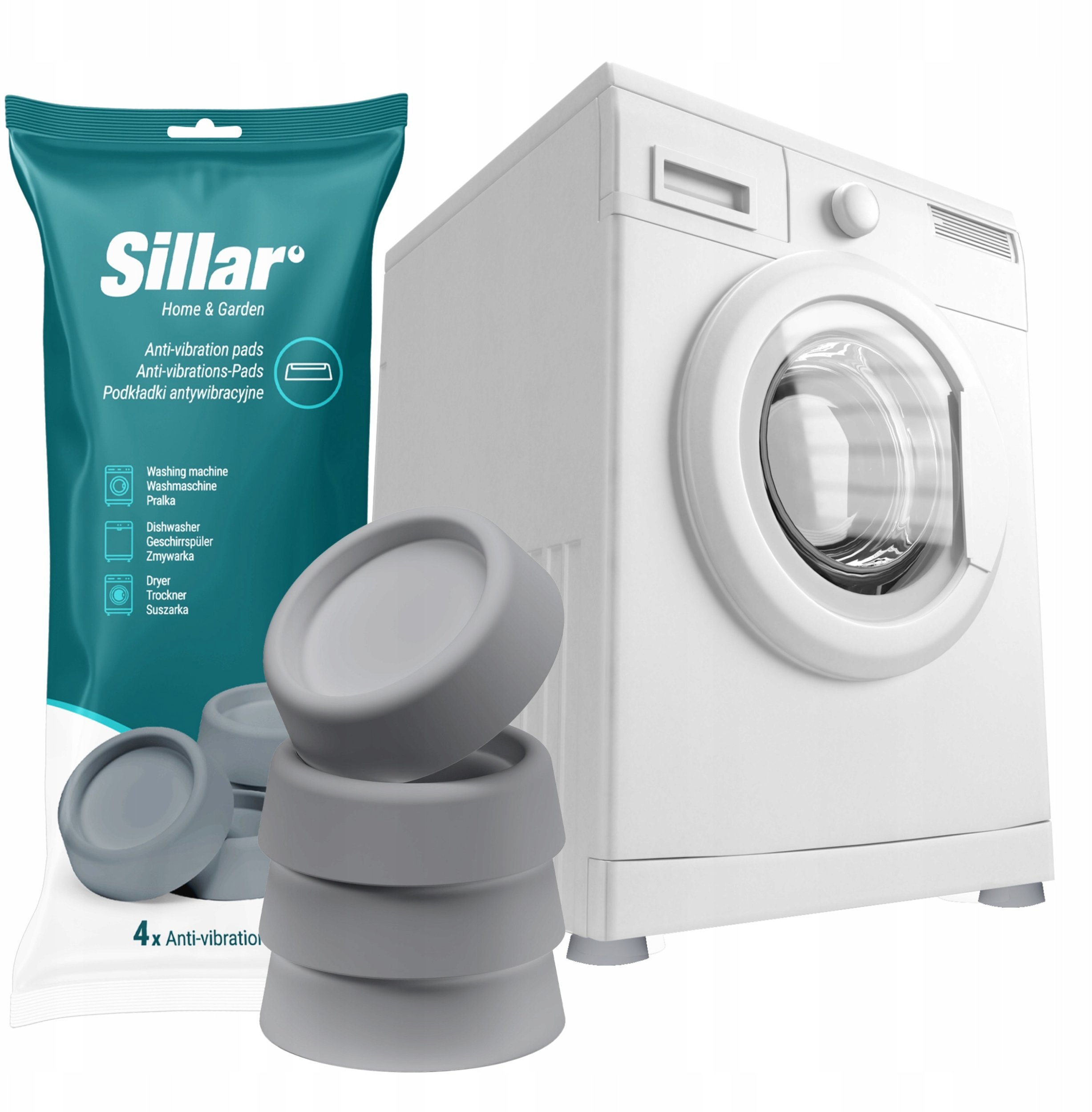 Podkładki antywibracyjne SILLAR szare kpl./4szt