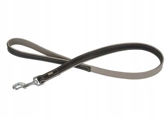 Smycz skórzana, M: 25 mm / 100 cm, czarna/szara