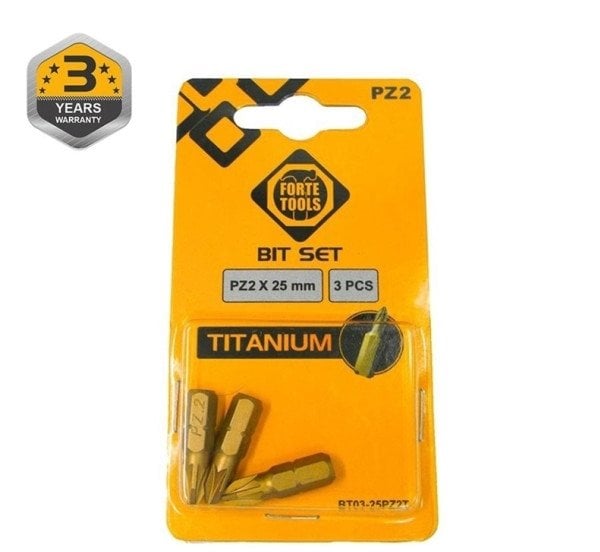 TITANIUM SCREWDRIVER BIT PZ2X25MM 3PCS