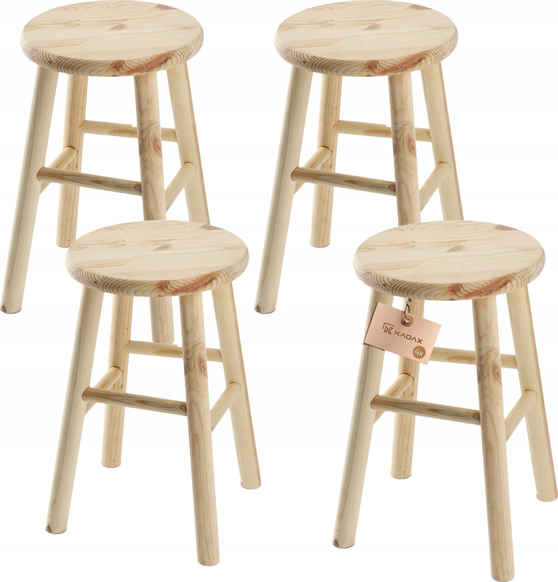 Kadax KADAX Taboret Stołek Drewniany Krzesło 46cm 4szt