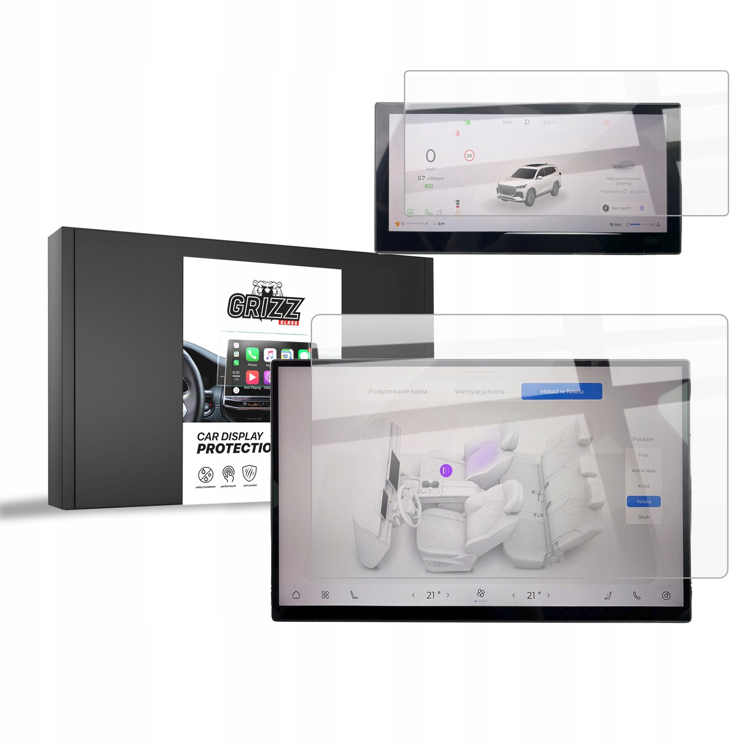 GrizzGlass Folia ceramiczna CarDisplay Protection do Chery Tiggo 8 15,6" (2025) [2w1]