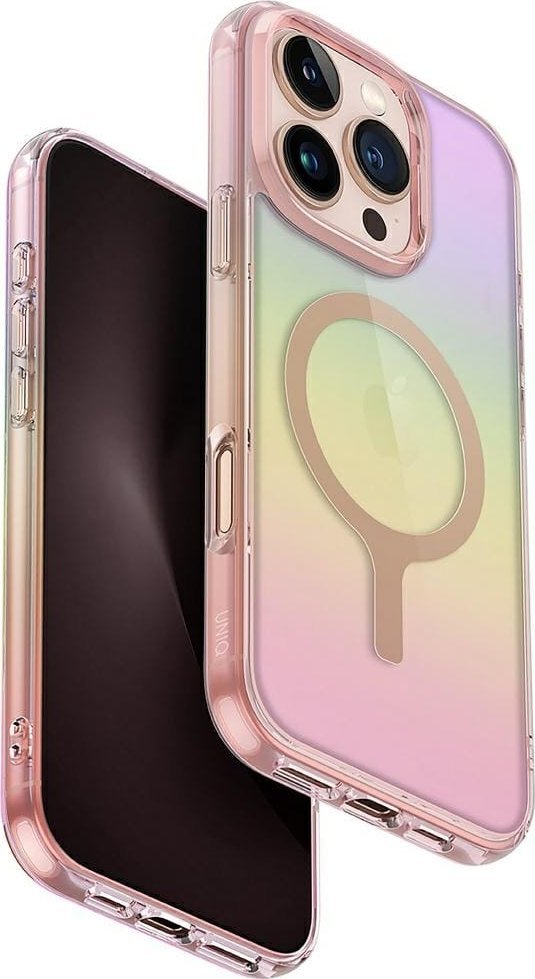 Case UNIQ Iridescia for iPhone 16 Pro Magclick Charging pink prism