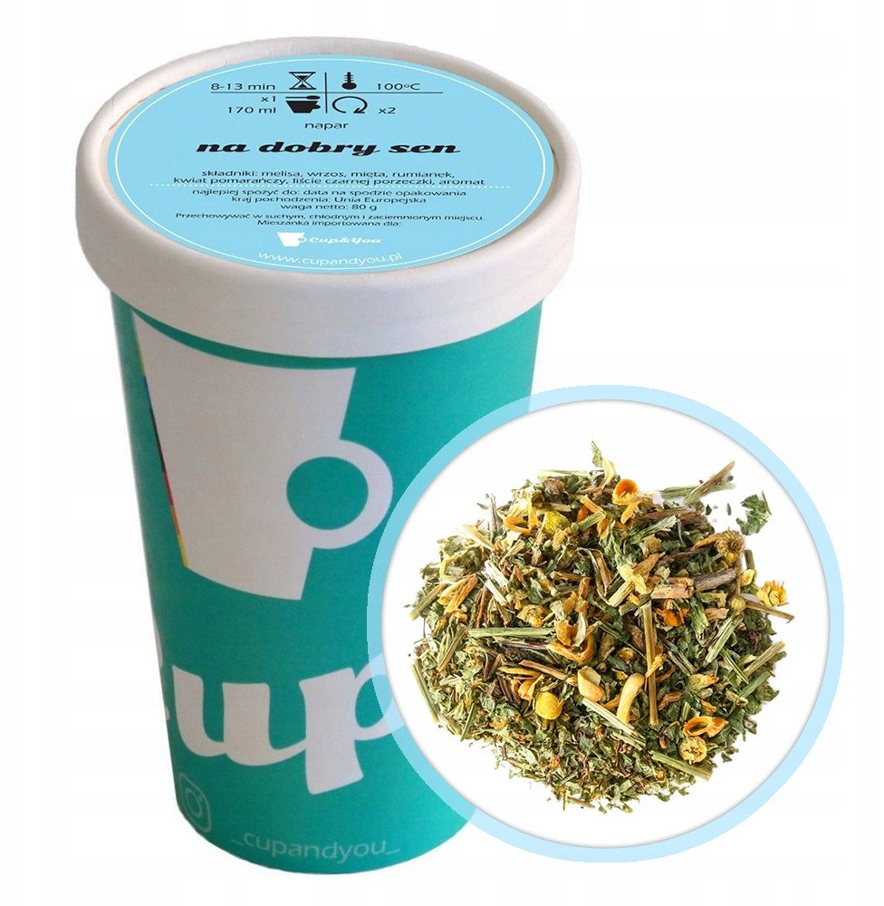 Herbata ziołowa uspokajająca NA DOBRY SEN melisa wrzos mięta rumianek 80g - herbata liściasta sypana mieszanka napar susz