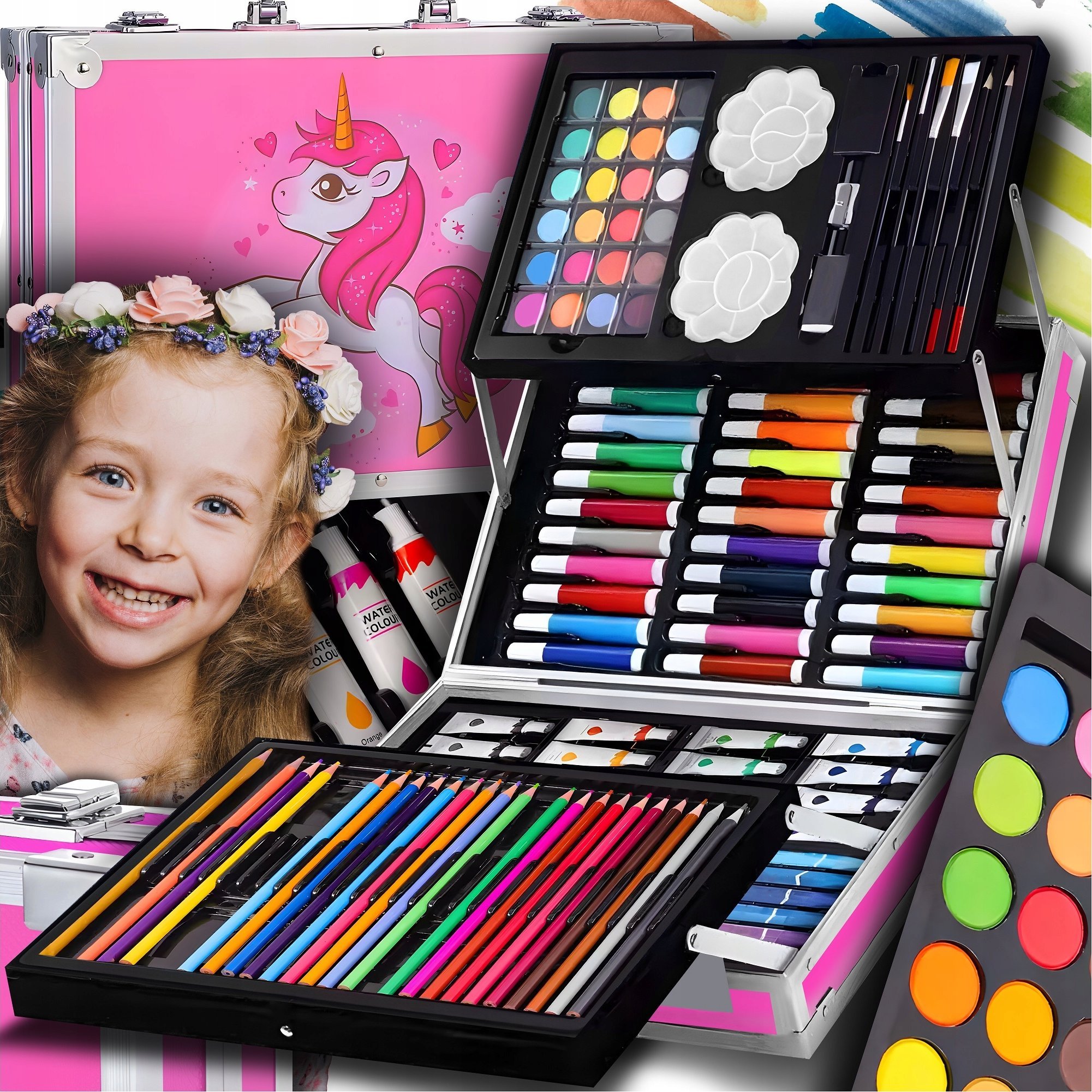 GALAXIA ZESTAW DO MALOWANIA DLA DZIECI Dziewczynek Artystyczny Plastyczny WALIZKA