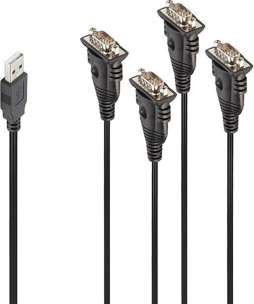 Kabel USB Lindy USB-A - 4x RS-232 0.94 m Czarny (42675)