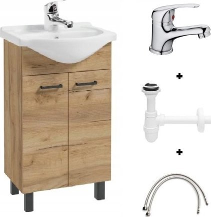 Deftrans Zestaw łazienkowy szafka z umywalką 50 dąb craft Mea