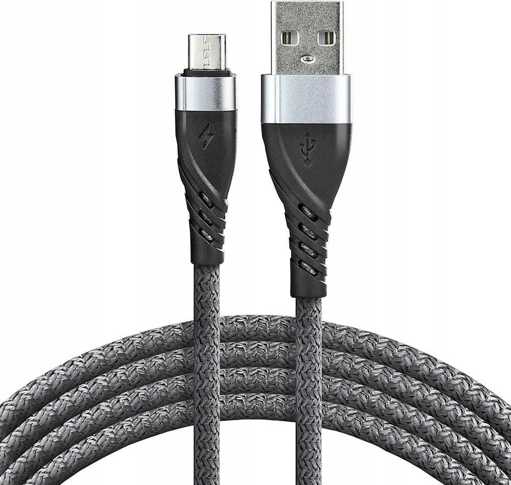 Kabel USB EverActive USB-A - microUSB 2 m Szary (CBB-2MG)