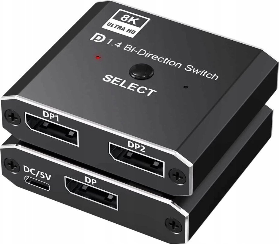 Pawonik Displayport 2x1 Splitter 1x2 Rozdzielacz 8K