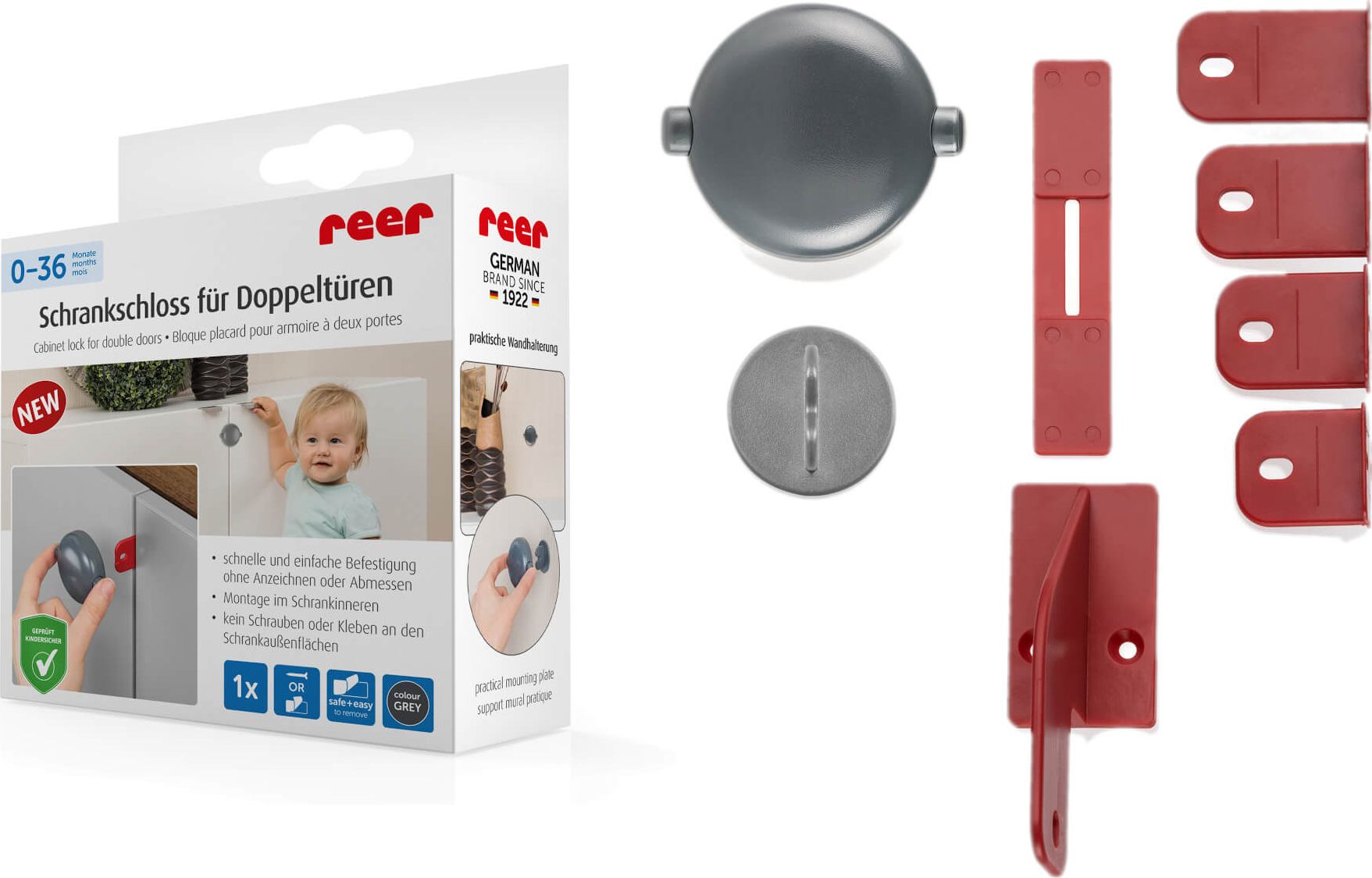 Reer Zabezpieczenie szafek z drzwiami podwójnymi REER uniwersalny