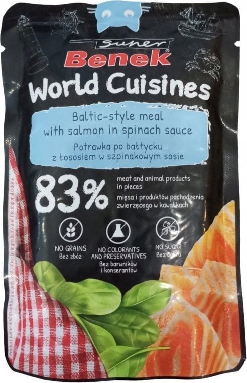 SUPER BENEK SASZ.KOT 100g WORLD CUISINES ŁOSOŚ W SZPINAKOWYM SOSIE