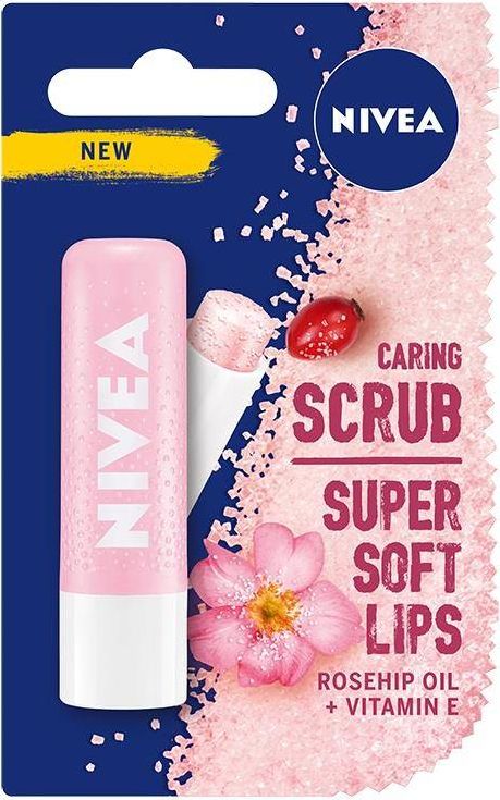 Nivea Caring Scrub Super Soft Lips pielęgnujący peeling do ust w sztyfcie Dzika Róża 4,8g