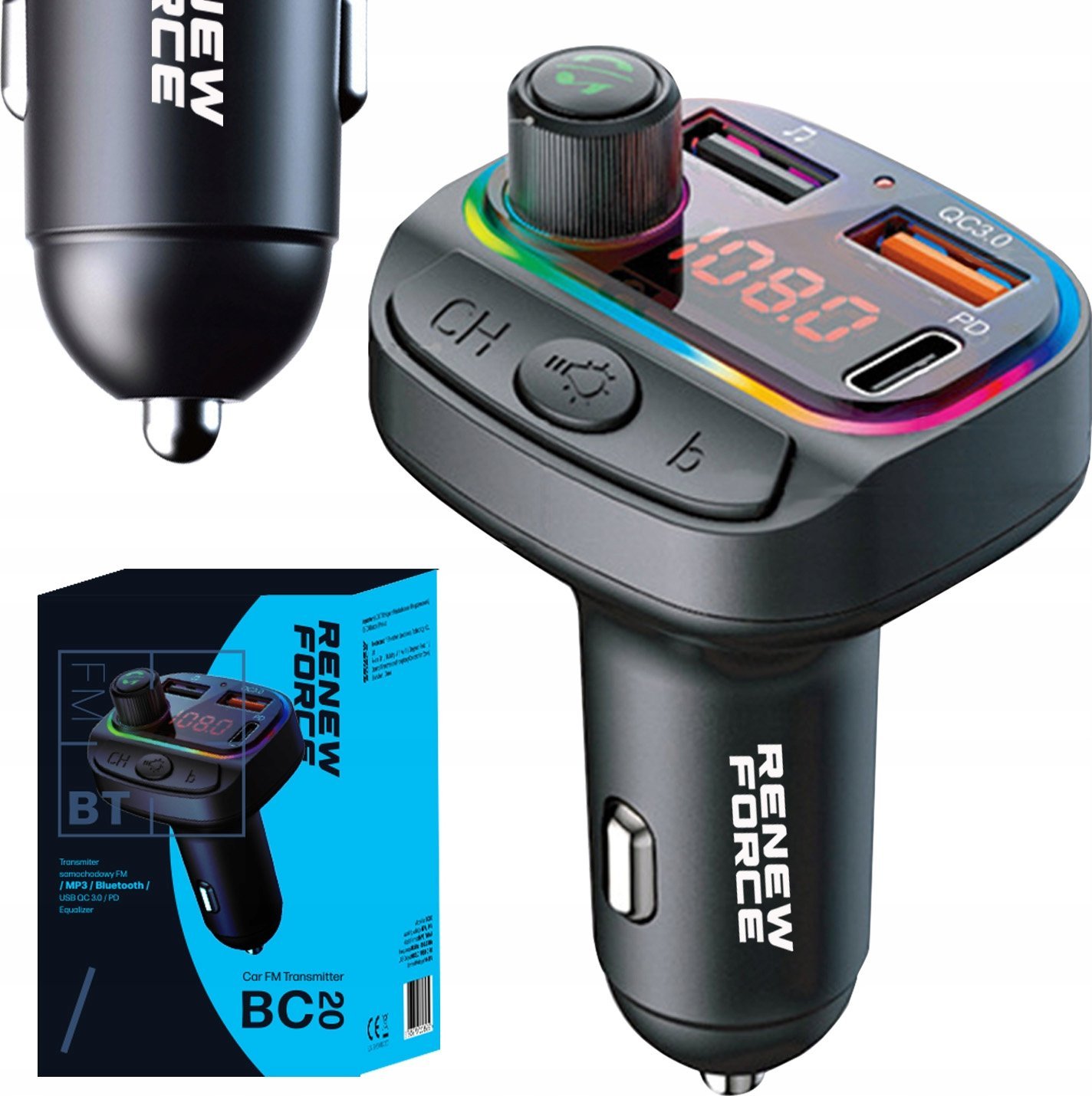 TRANSMITER SAMOCHODOWY BLUETOOTH FM BC20