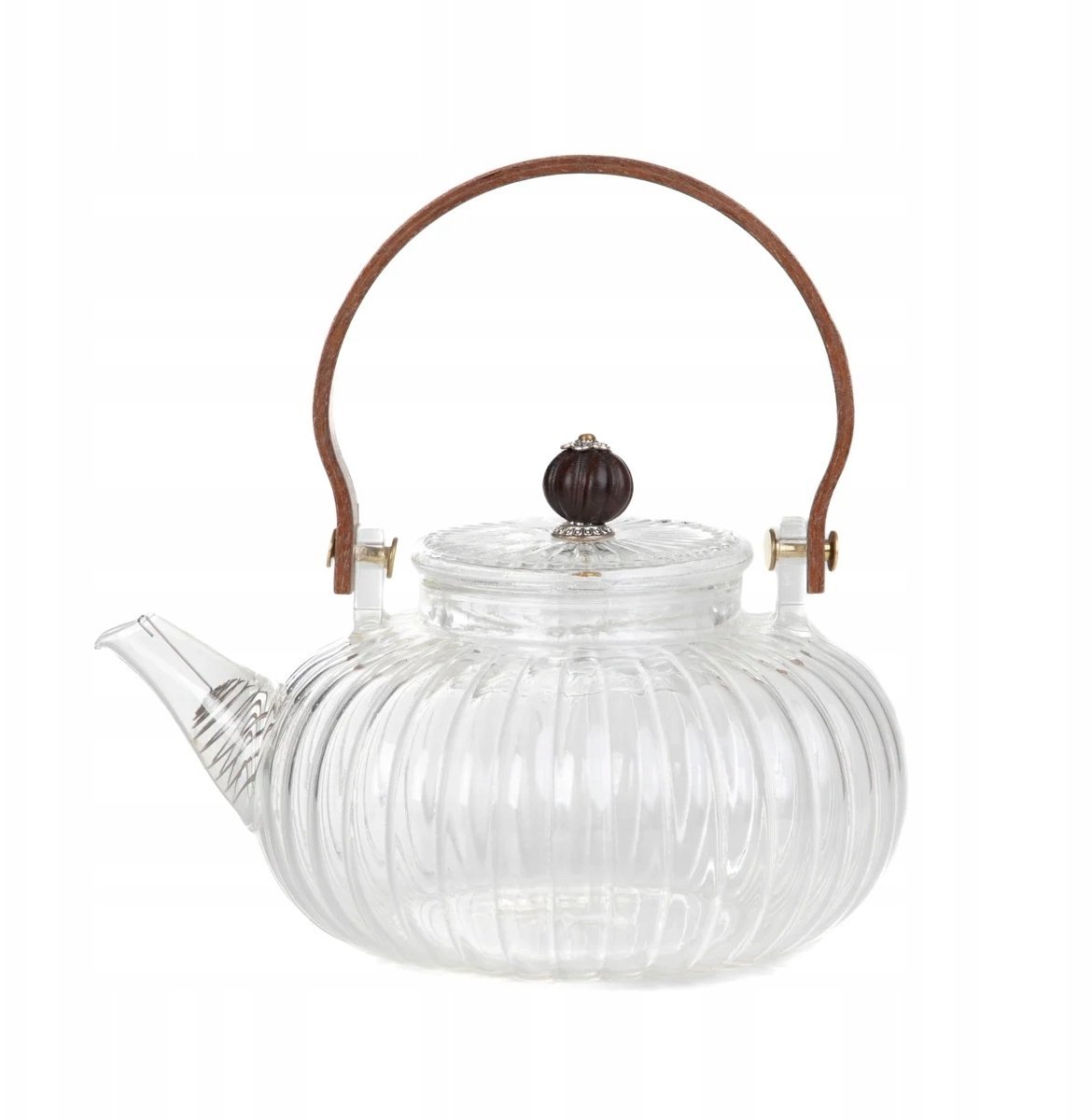 Homla Szklany dzbanek Corrie ze szklaną pokrywką z drewnianą rączką 550 ml