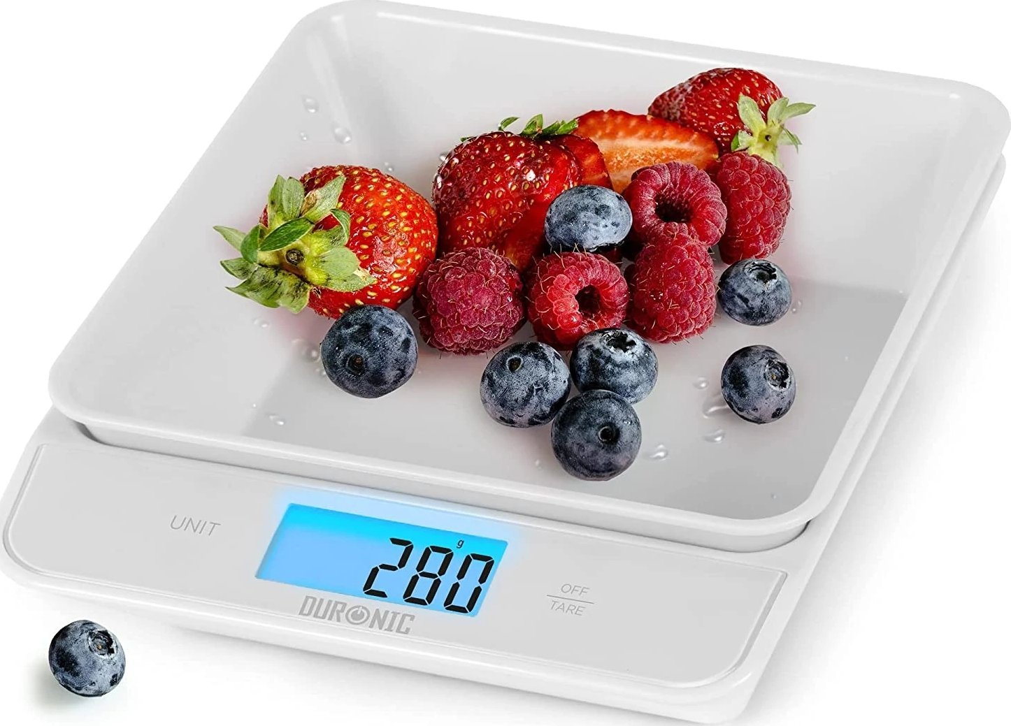 Waga kuchenna Duronic Duronic KS100 WH Elektroniczna waga kuchenna do 5kg biała cyfrowy wyświetlacz waga z ukrytą misą