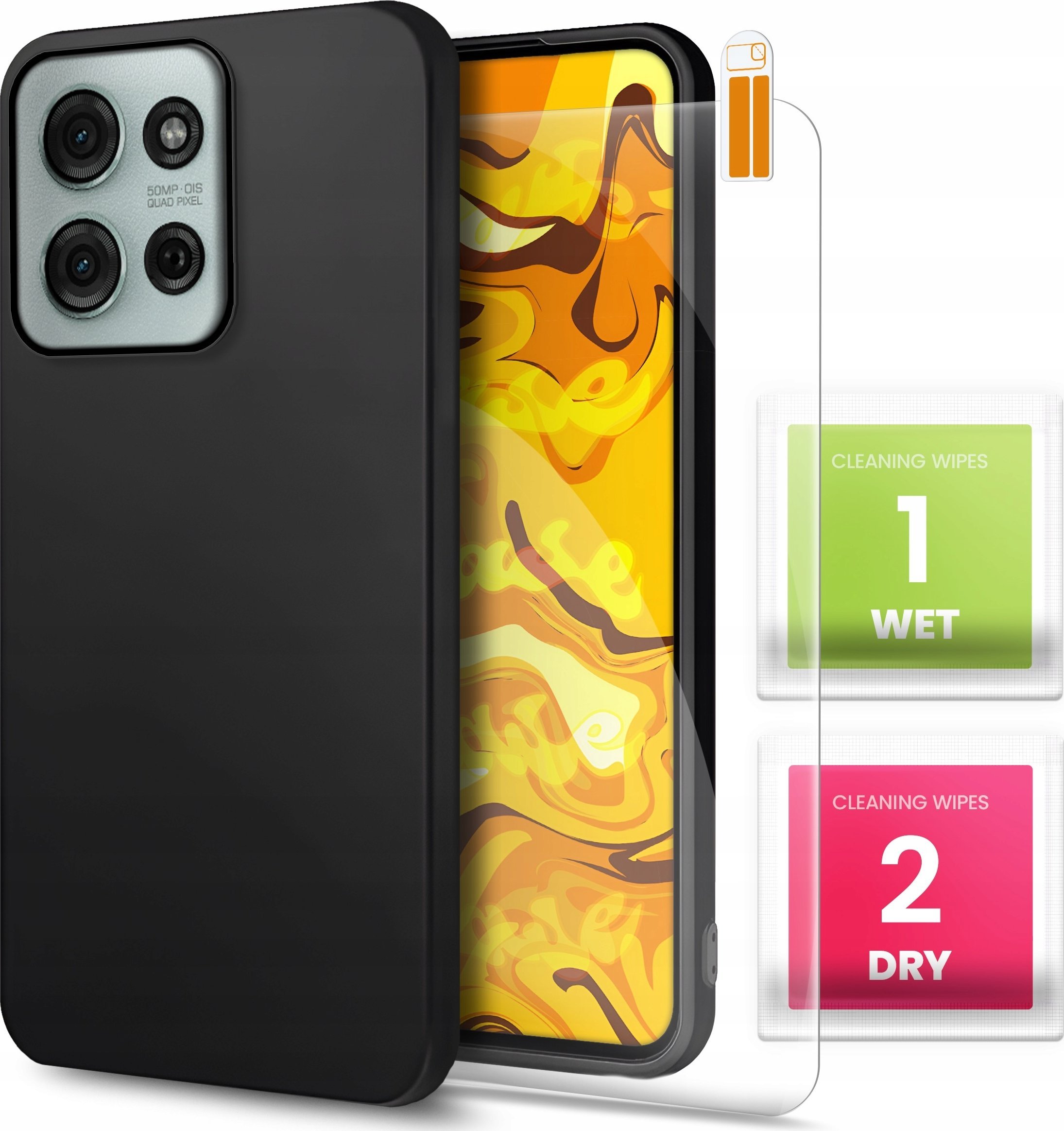 ETUI DO MOTOROLA MOTO G75 5G OBUDOWA CZARNE MATOWE SILIKON POKROWIEC SZKŁO