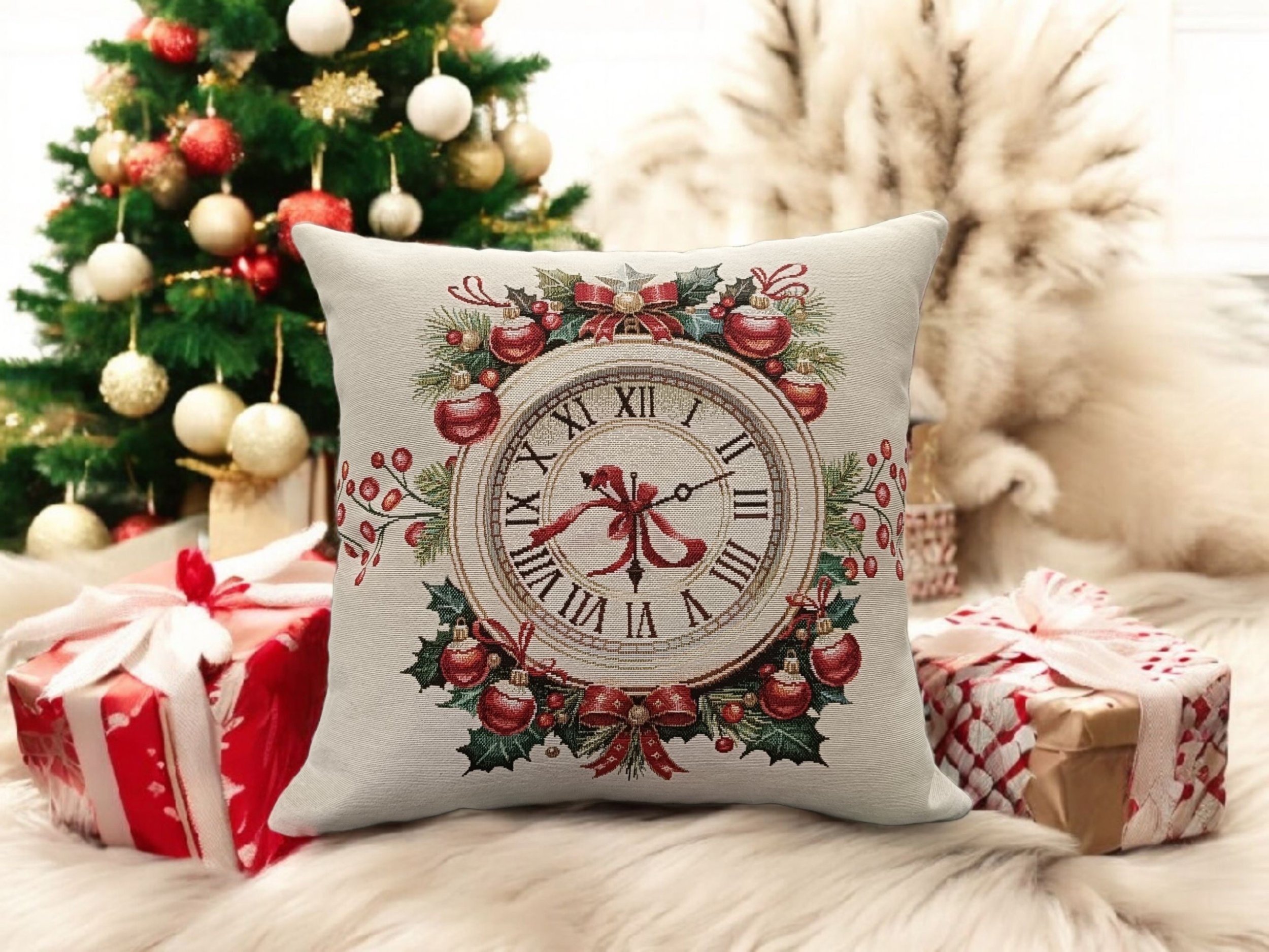 Poszewka dekoracyjna 45x45 cm Zegar