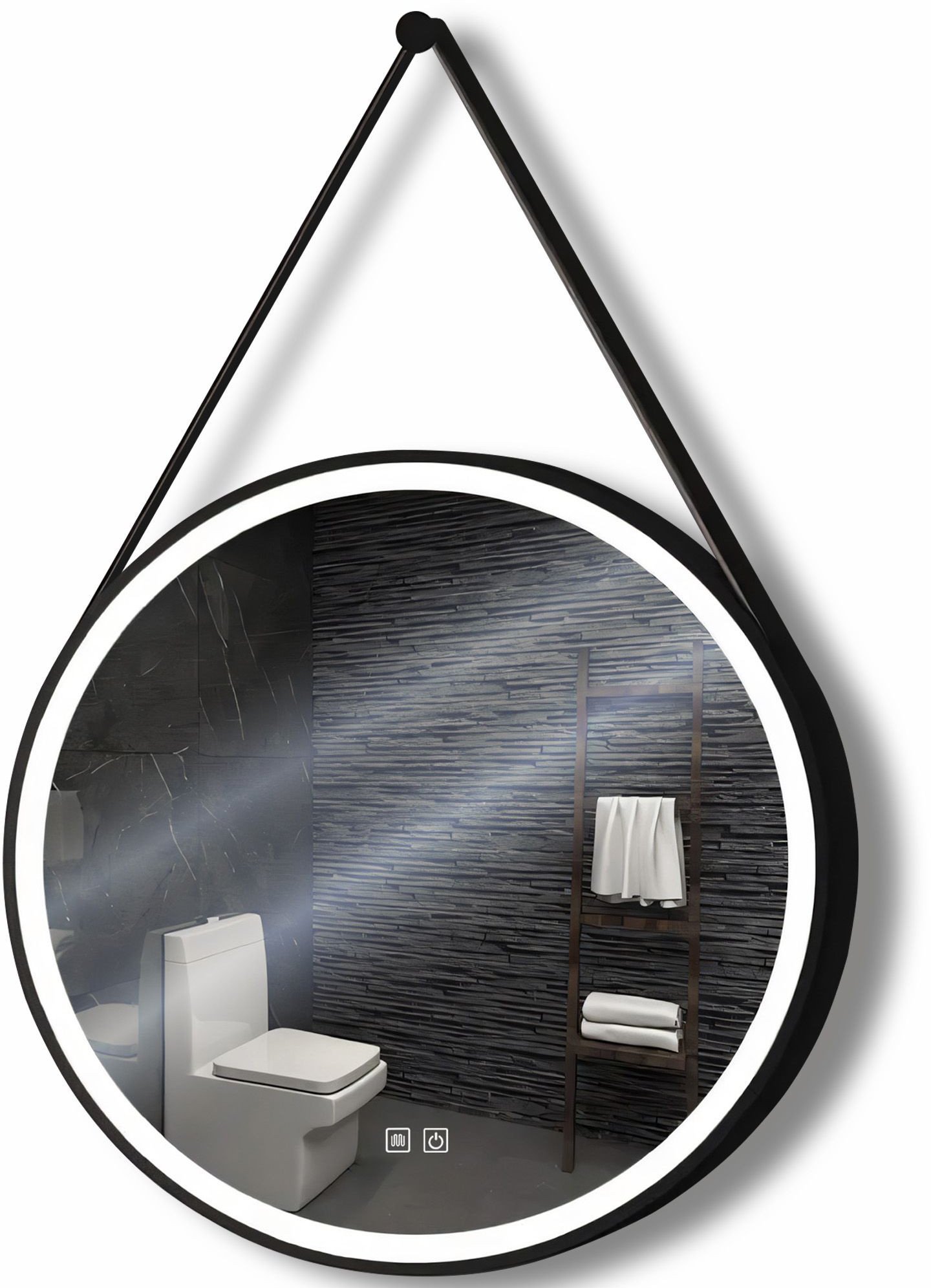 LUSTRO OKRĄGŁE LED WISZĄCE NA PASKU 80cm 105