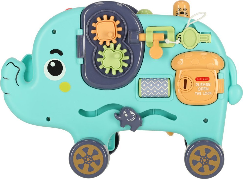 KIK Słonik interaktywny montessori wbijak sorter klocki młotek 26cm