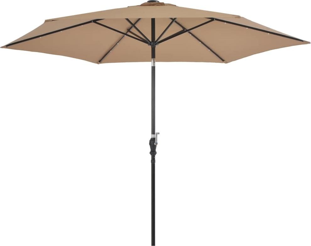 vidaXL Parasol ogrodowy z LED i stalowym słupkiem, 300 cm, kolor taupe