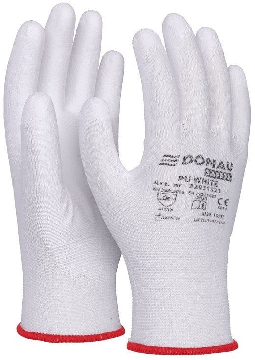 Rękawice Donau Safety PU White rozm.9 białe