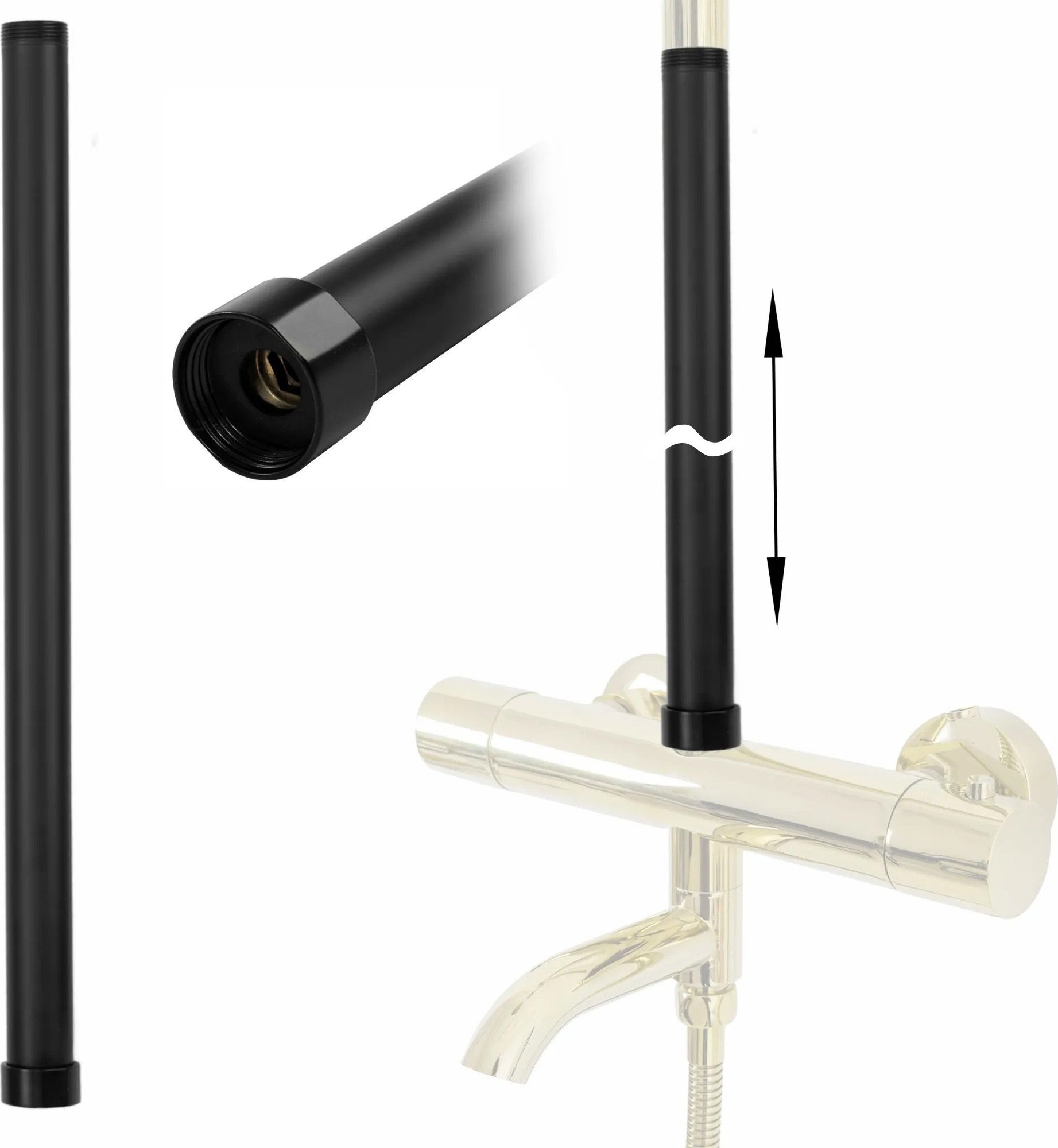 Rea Przedłużka do zestawu wannowo-prysznicowego CZARNY 50cm