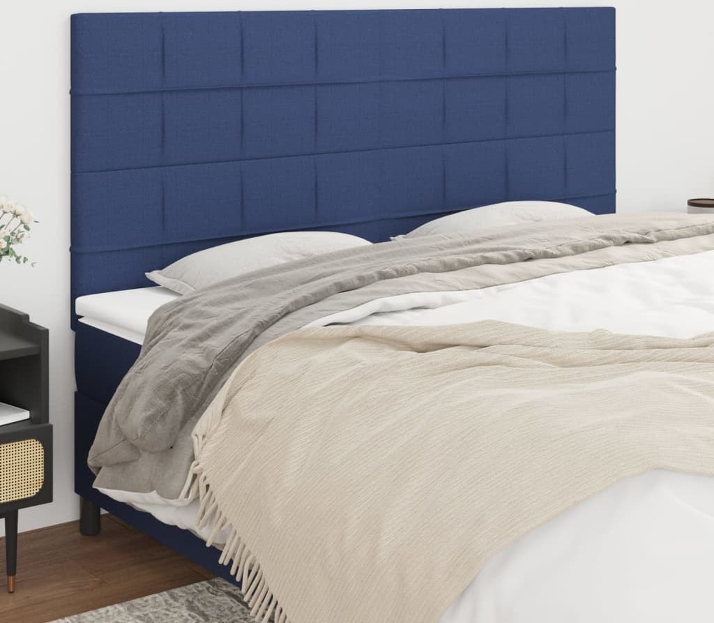 vidaXL vidaXL Zagłówki do łóżka, 4 szt., niebieskie, 80x5x78/88 cm, tkanina