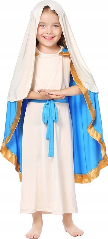 STRÓJ MATKA MARYJA PELERYNA JASEŁKA PRZEBRANIE DLA DZIECI BIAŁA SUKIENKA S