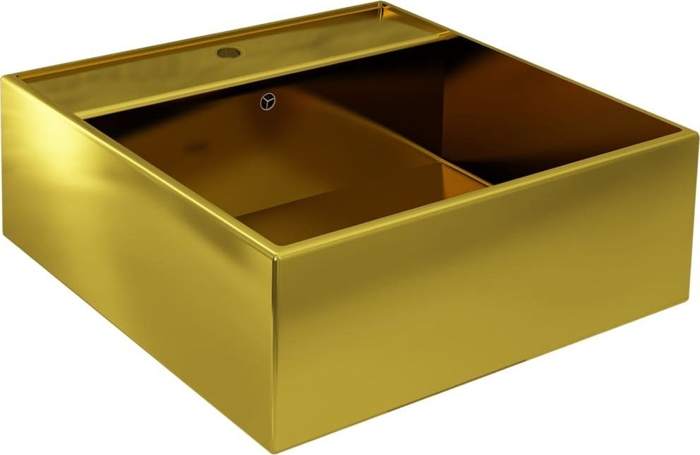 Umywalka vidaXL Umywalka z przelewem, 41x41x15cm, ceramiczna, złota (143478)