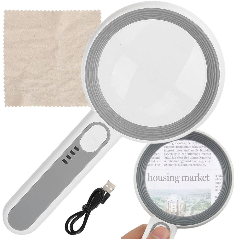 Lupa do czytania podświetlana szkło powiększające 5-12x z oświetleniem led