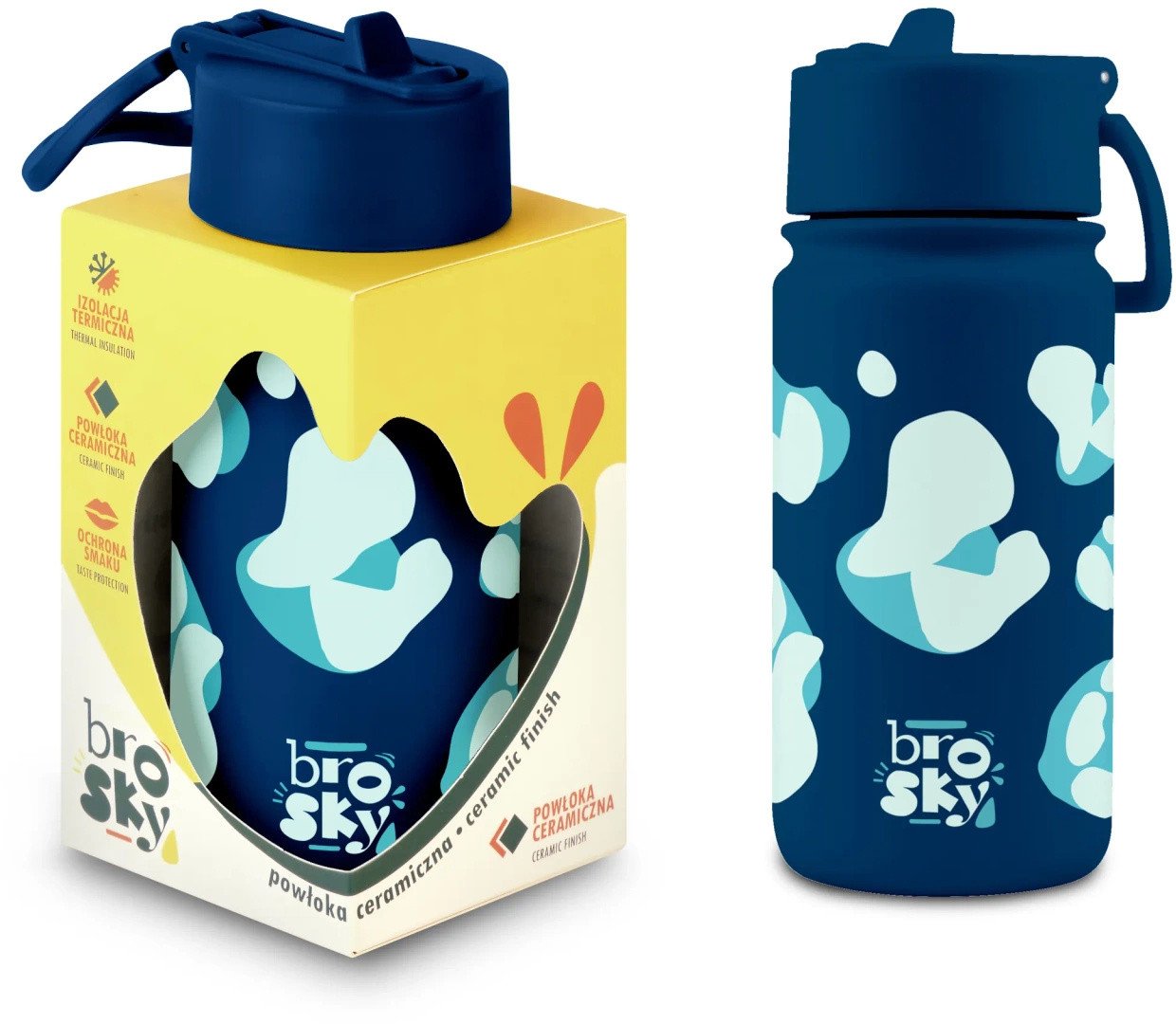 Brosky Wild Ciemnoniebieski bidon na wodę z nadrukiem 450 ml