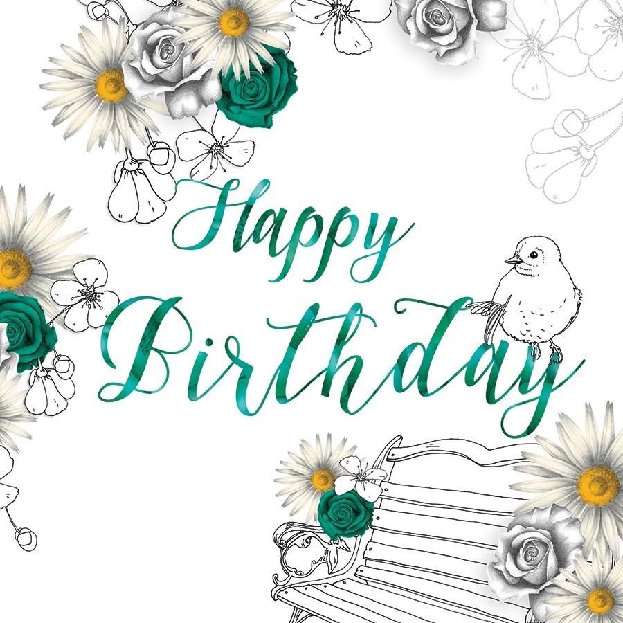 Clear Creation Karnet urodzinowy Swarovski kwadrat kwiaty (CL1405)