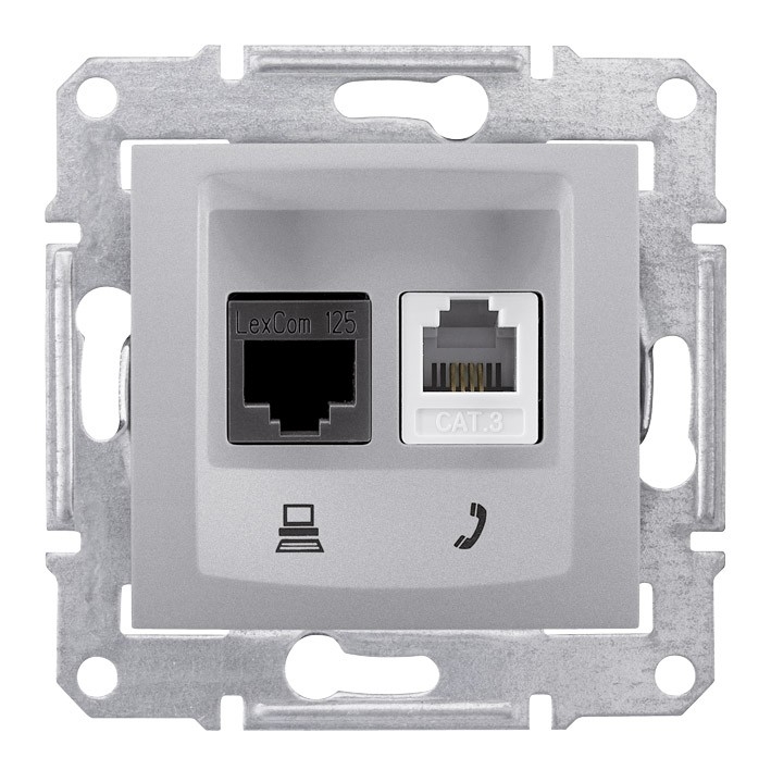 Schneider Electric Gniazdo teleinformatyczne SEDNA RJ11 RJ45 kat.5e UTP aluminiowe - SDN5100160