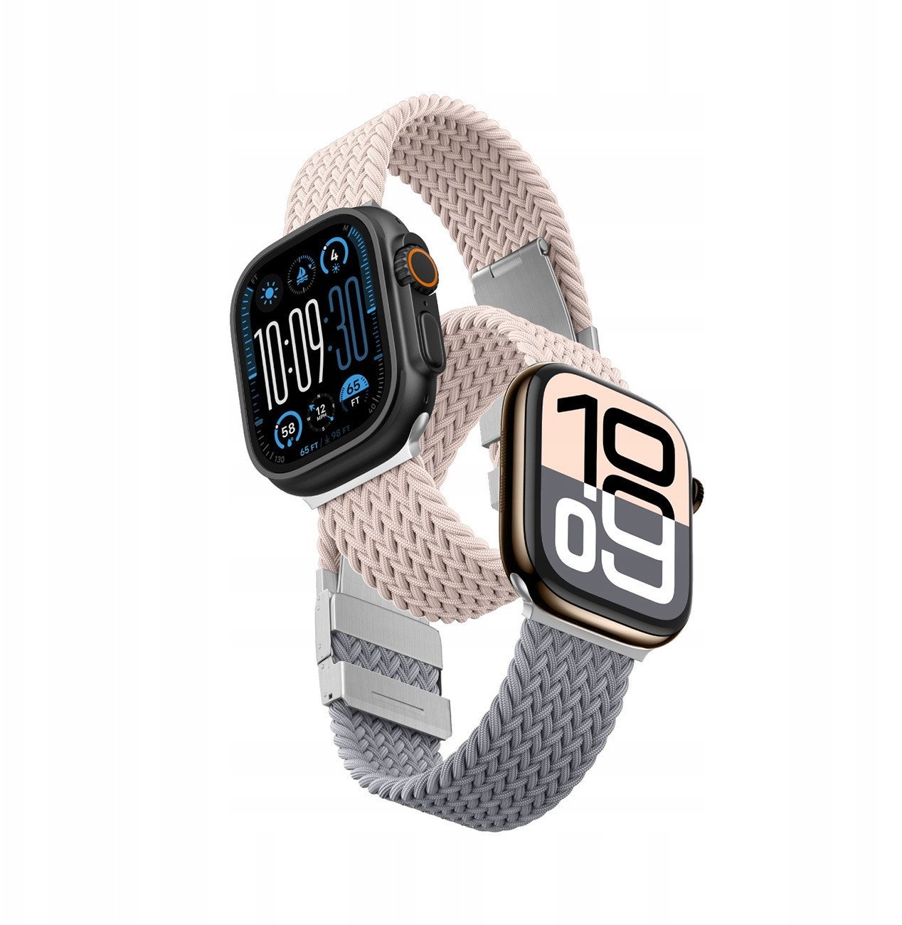 Zestaw 2 pasków AMAZINGTHING Blend Band do Apple Watch 45 / 46 / 49 mm - różowo-szary / różowy