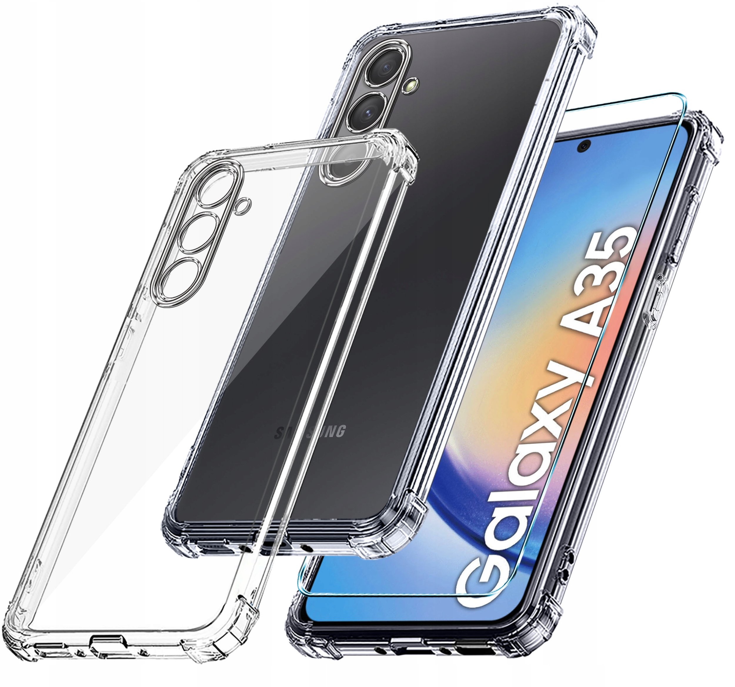 Etui do Samsung Galaxy A35 | A35 5G ANTI-SHOCK CLEAR CASE PLECKI + Szkło 9H