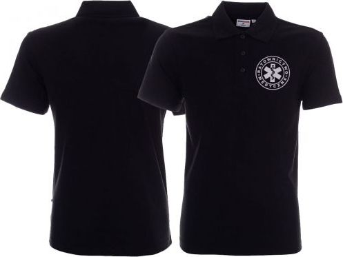 LPP - Promostars Koszulka Polo ratownicza czarna męska odblaskowa FUNKCYJNA - nadruk przód