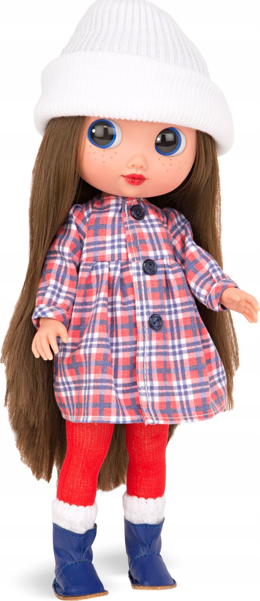 Laleczka DUNIJA, W kratkę sukienka