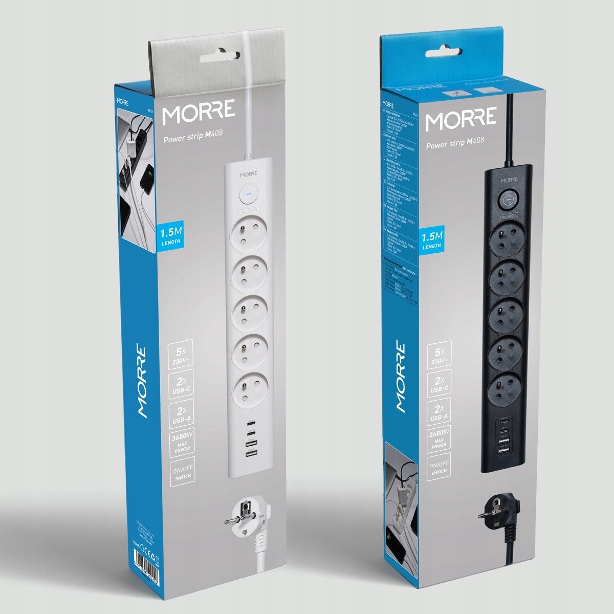 MORRE LISTWA ZASILAJĄCA 5G 2xUSB, 2xUSB-C,1,5m