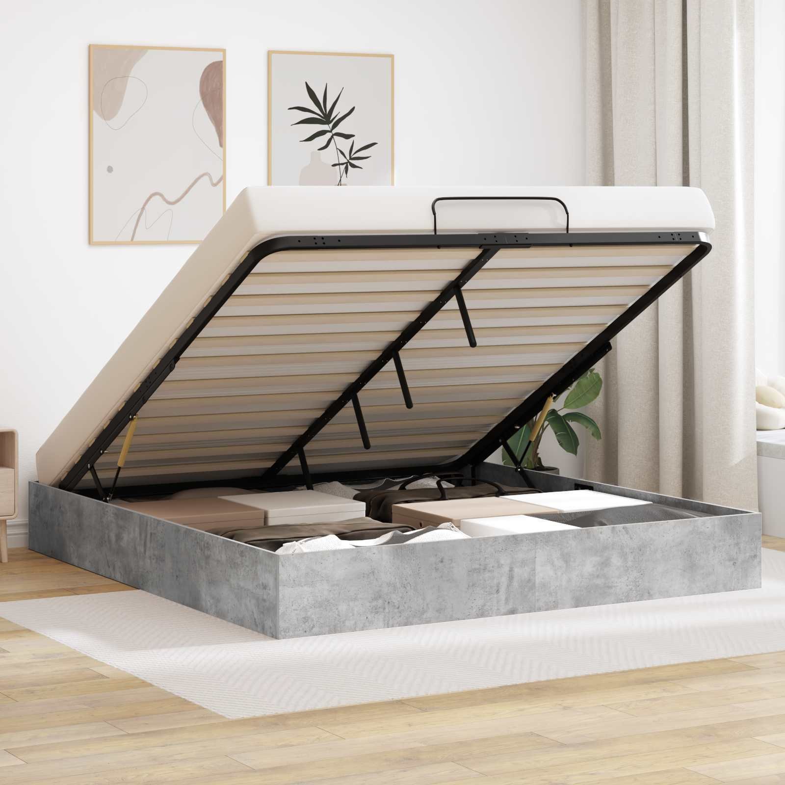 vidaXL Łóżko otomanowe Betonowy 193 x 120 x 25 cm Płyta wiórowa