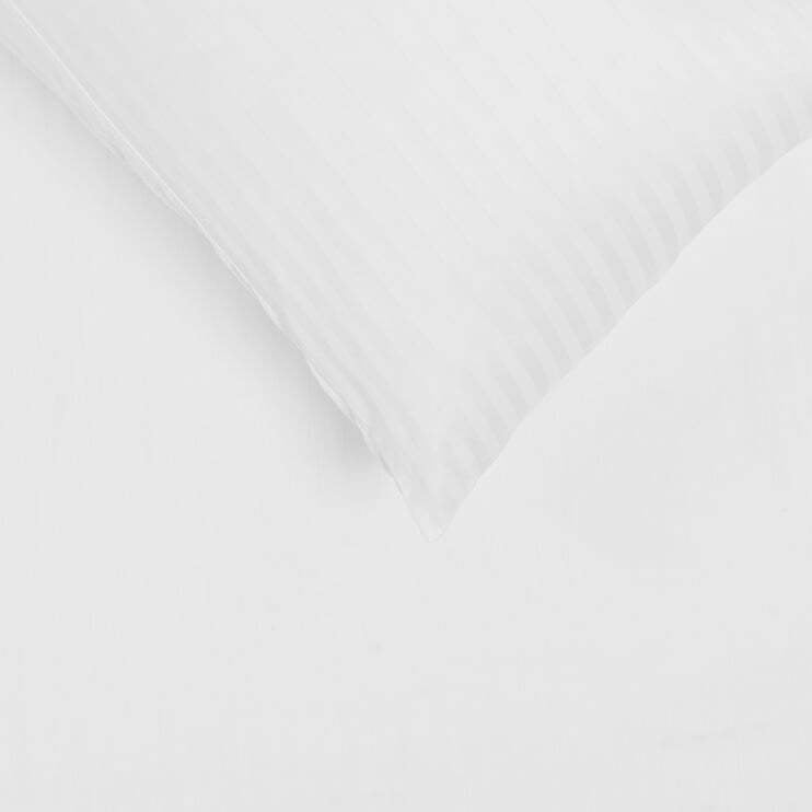 BED COV SET Striped White SATEEN 200x220