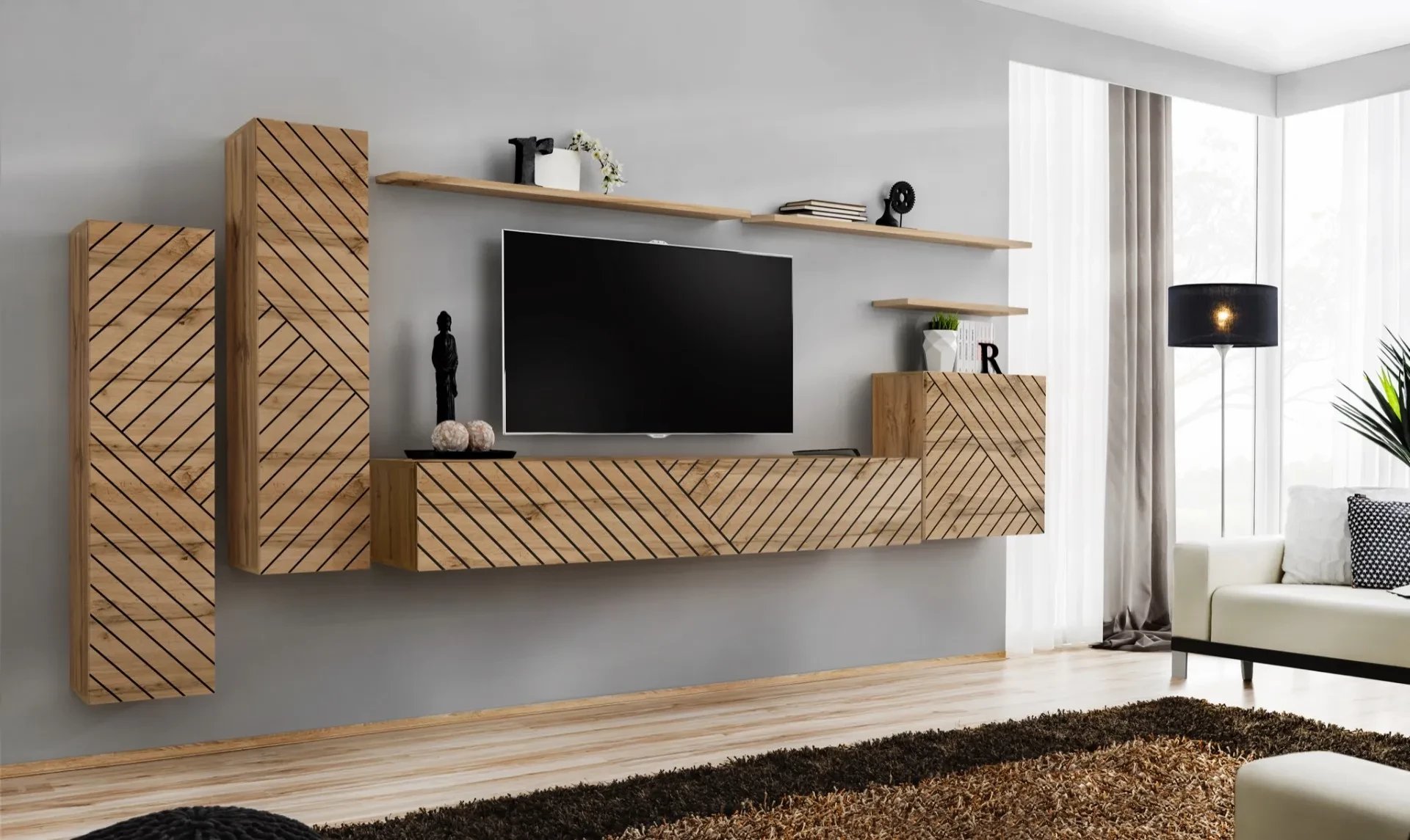 Meblościanka SWITCH LAMEL I dąb wotan ASM Meble