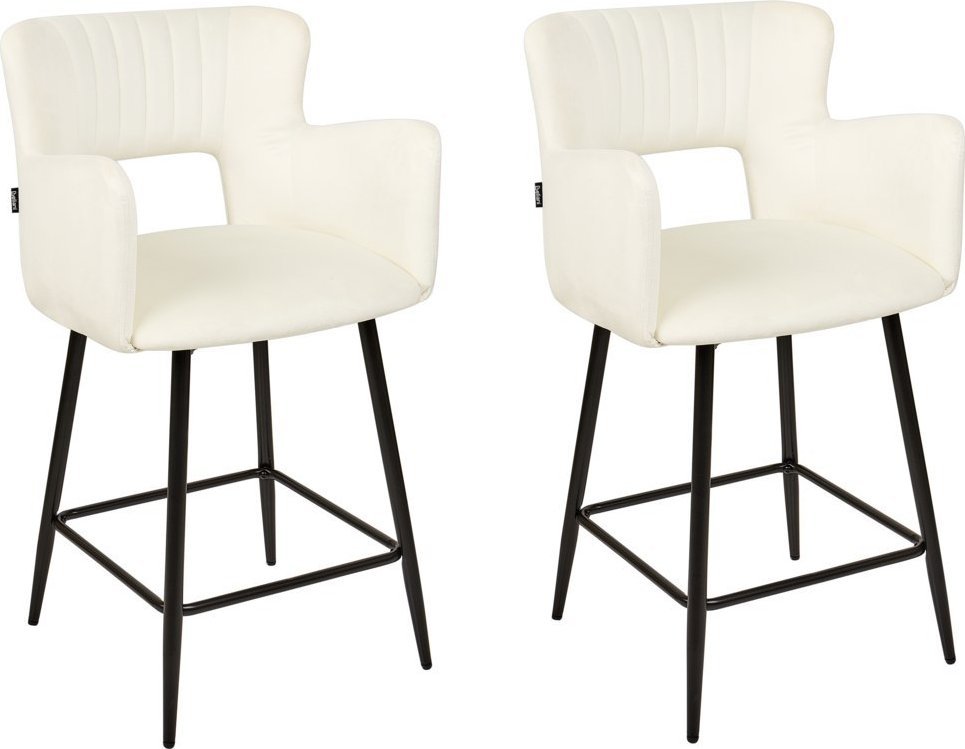 Beliani Zestaw 2 krzeseł barowych welurowe białe SANILAC