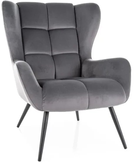 Fotel tapicerowany LOUIS VELVET szary SIGNAL
