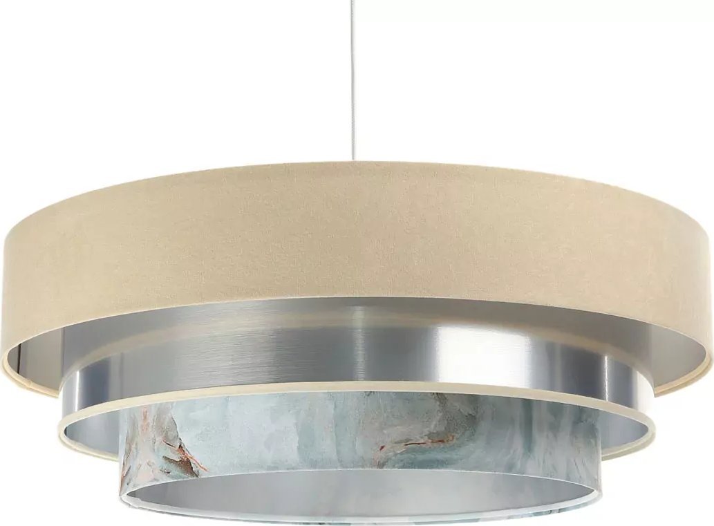 Lampa wisząca Lumes Beżowo-srebrna duża welurowa lampa wisząca - S453-Ilia