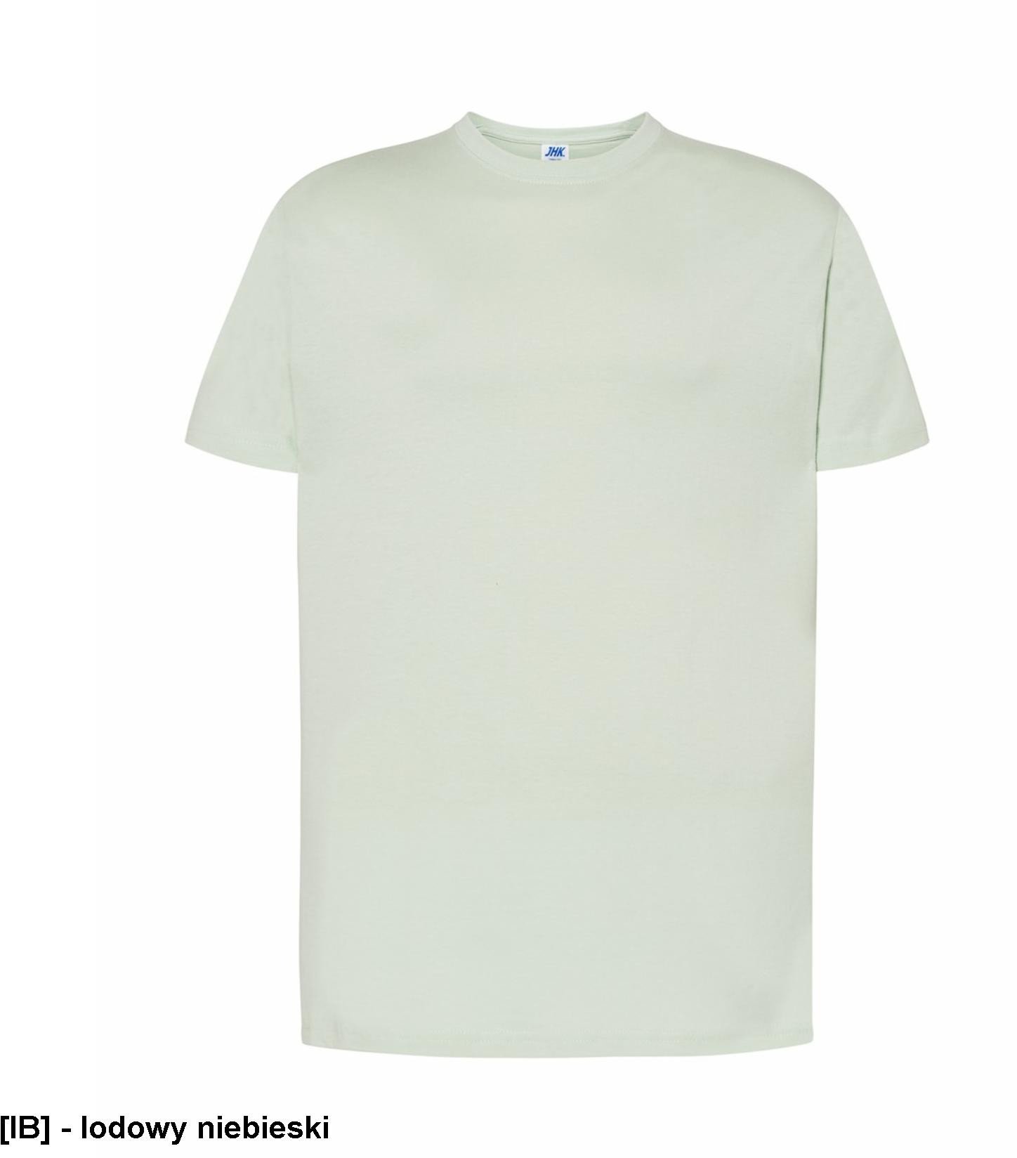 T-shirt JHK TSRA 150 - męski z krótkim rękawem wzmocniony lycrą ściągacz, 100% bawełna, 155-160g - lodowy niebieski XL