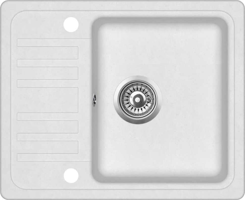 Zlewozmywak vidaXL Granitowy jednokomorowy, biały